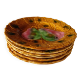 Set of 6 barbotine plates Digoin Sarreguemines 1950s-60s