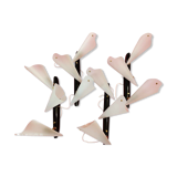 Set of 4 vintage black white plexiglass cornets wall lights 1950/60