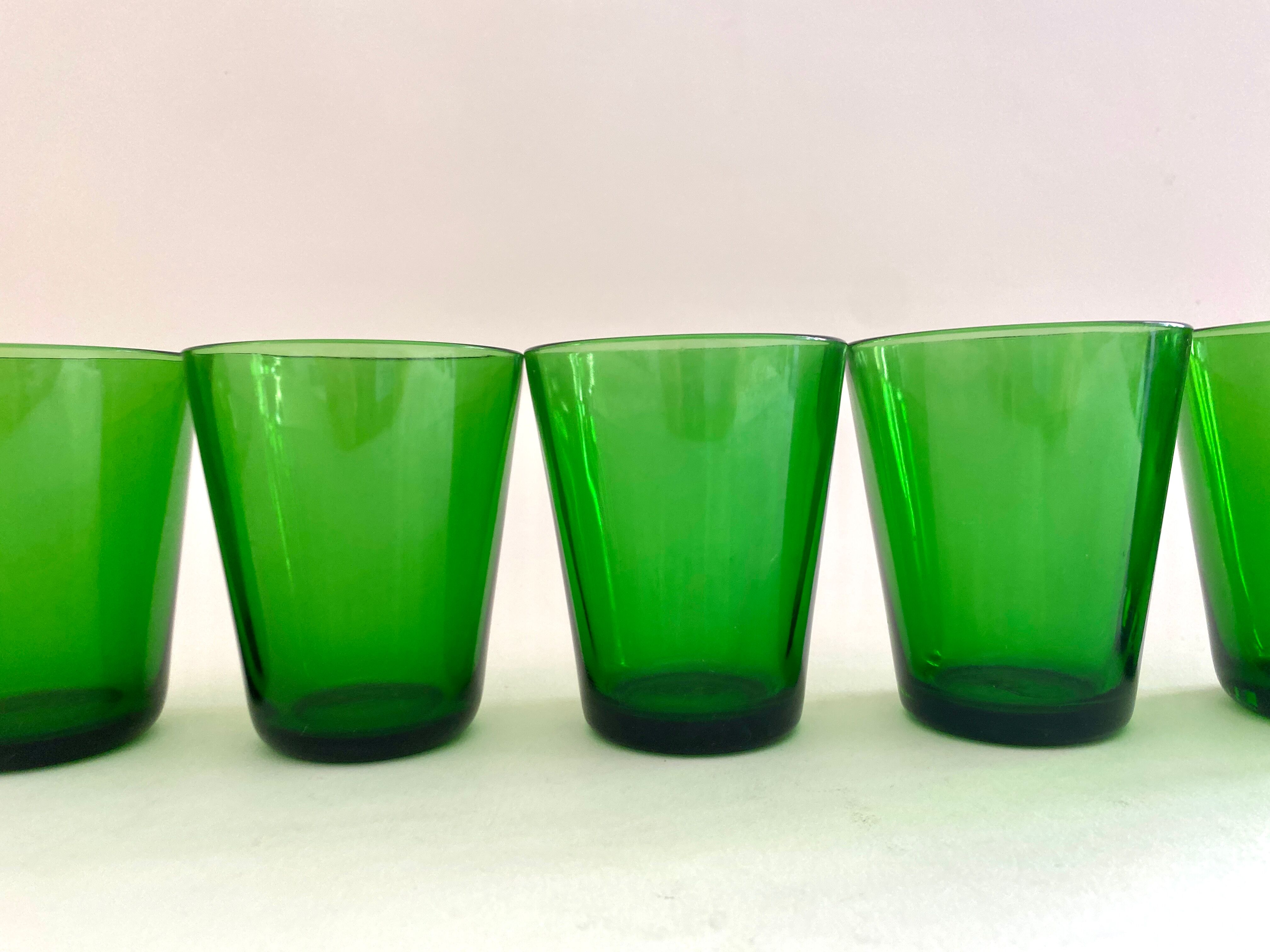 5 green vereco glasses