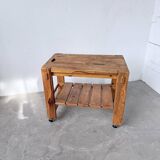 1980 pine wheeled console table