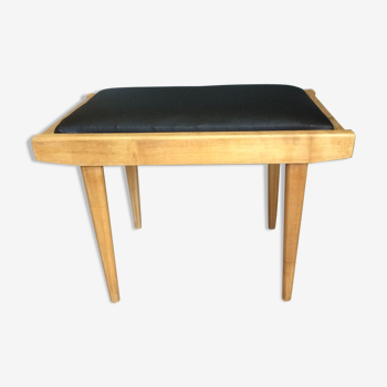 Tabouret en bois et Skaï noir