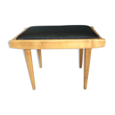 Wooden tabouret and black Skai