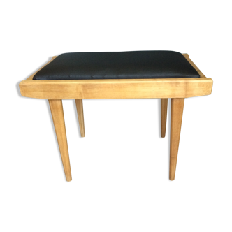 Wooden tabouret and black Skai