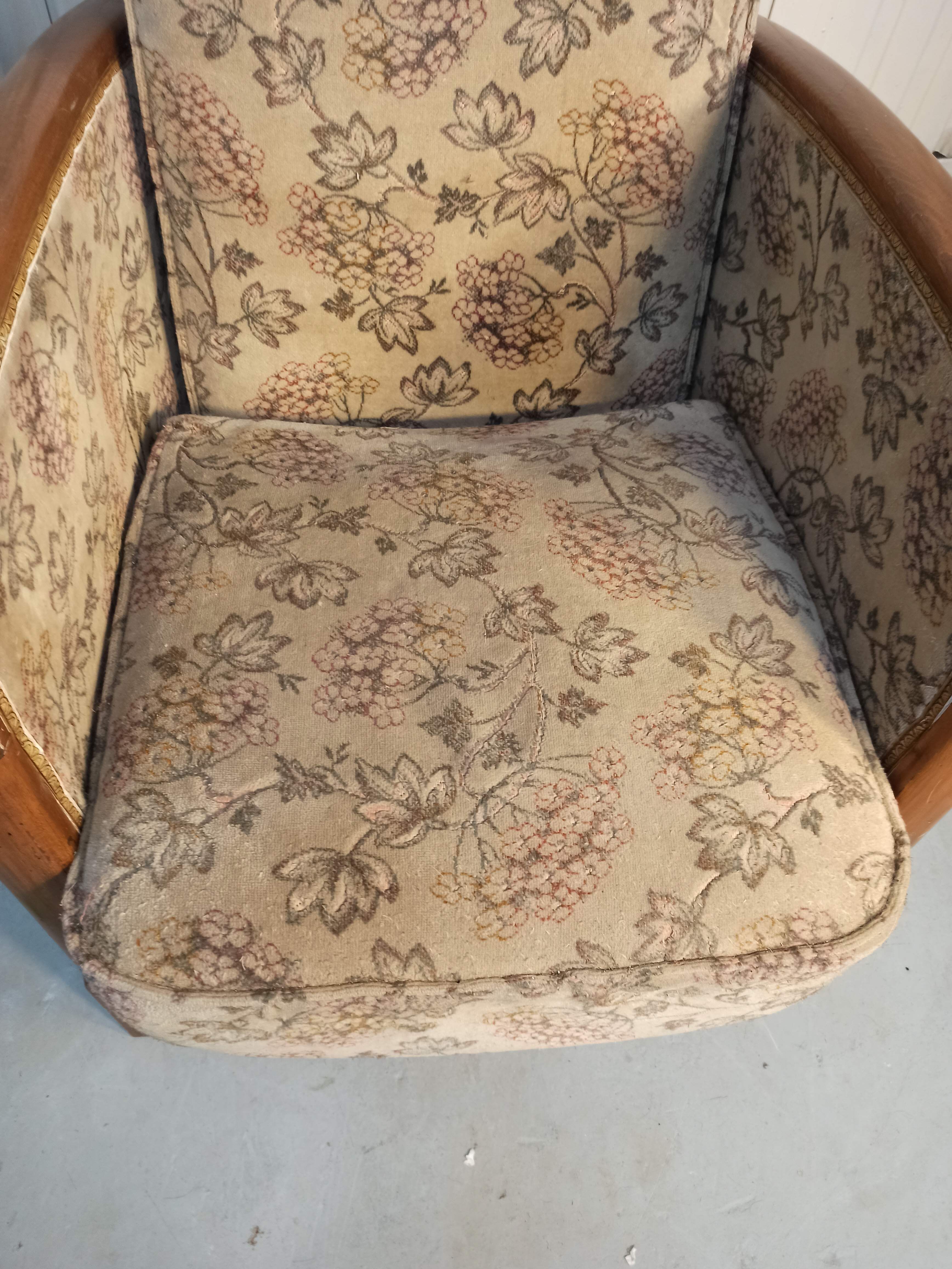 Art Deco armchair with system - original floral velvet fabric