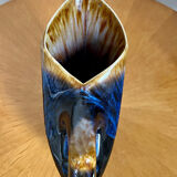 Alpho style flamed stoneware carafe signed vintage