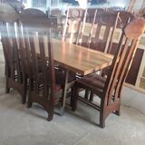 Dining table with extensions in walnut and mahogany and chrome around 1960