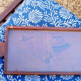 Vintage tray with vine leaf and bunch of grapes pattern