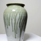 Vintage ash-glazed artisanal stoneware Wabi-Sabi modernist vase