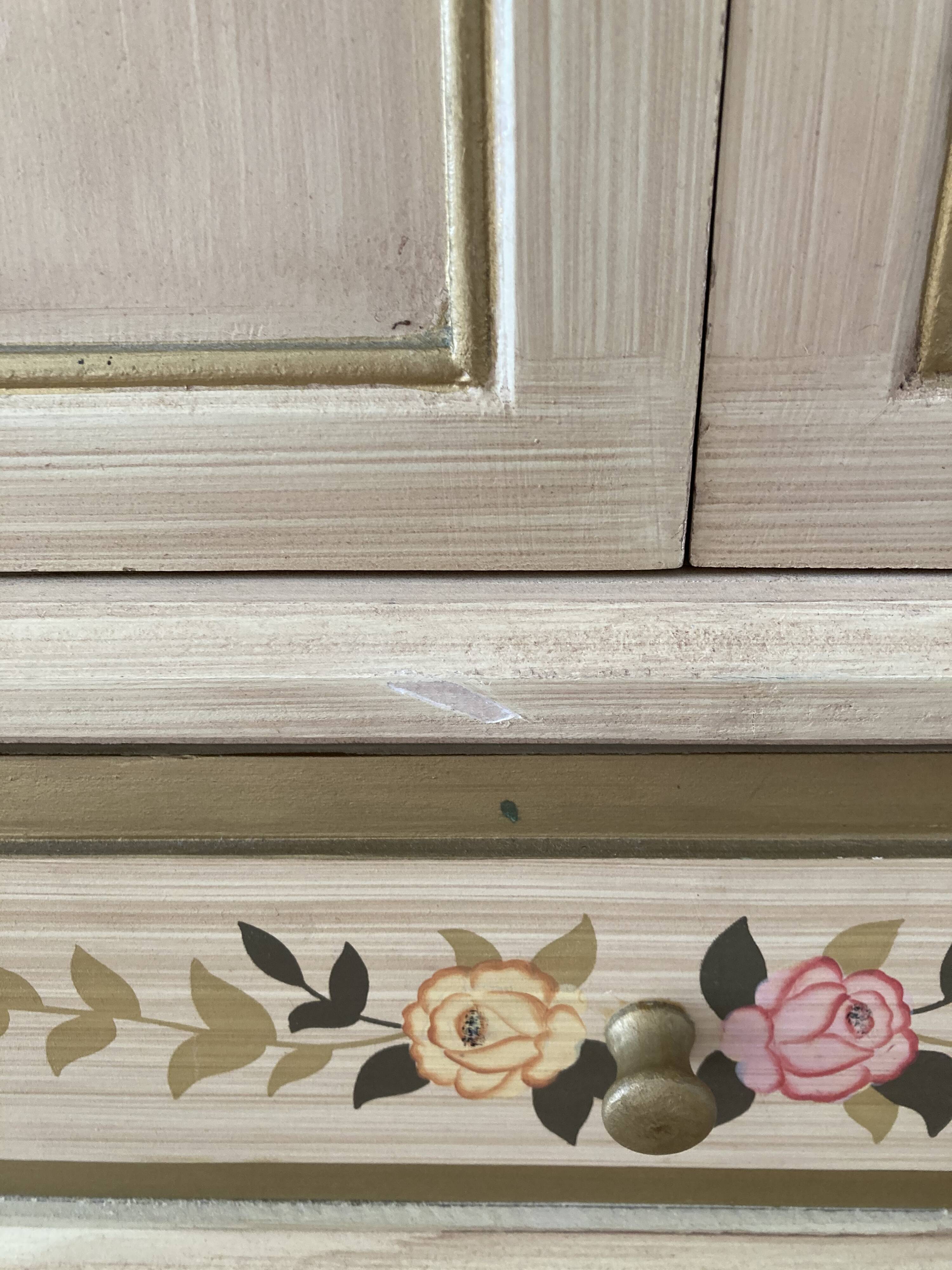2-door flowered wooden cabinet