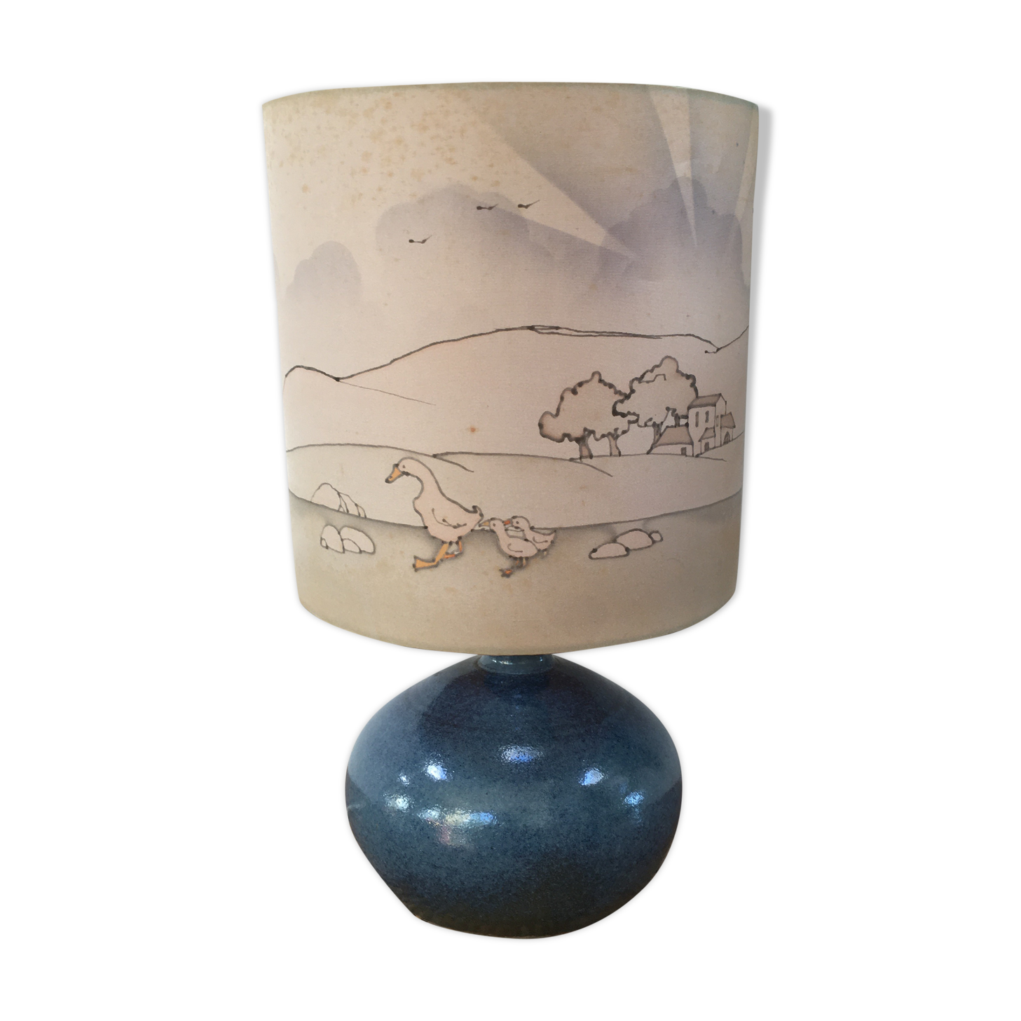 Vintage lamp with blue ceramic foot