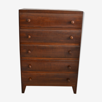 Vintage high dresser 5 wooden drawers