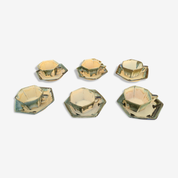 Set of 6 coffee cups with morvan sandstone saucers