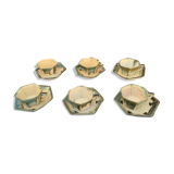 Set of 6 coffee cups with morvan sandstone saucers