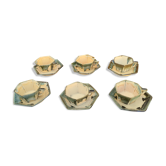 Set of 6 coffee cups with morvan sandstone saucers