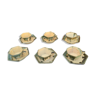 Set of 6 coffee cups with morvan sandstone saucers