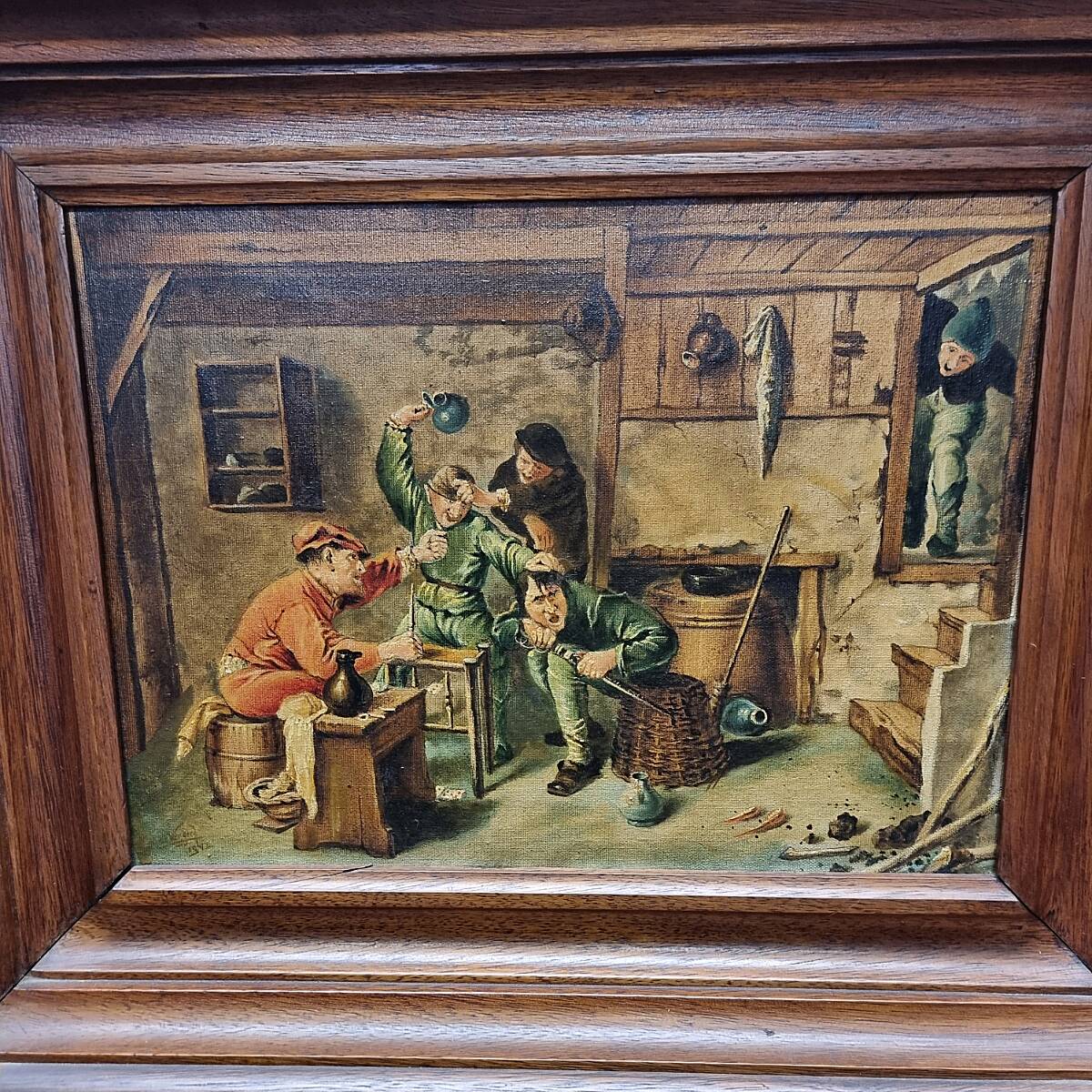 Painting with genre piece after Adriaen Brouwer