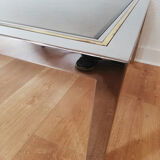 Chrome metal, brass and smoked glass coffee table to taste like Willy Rizzo