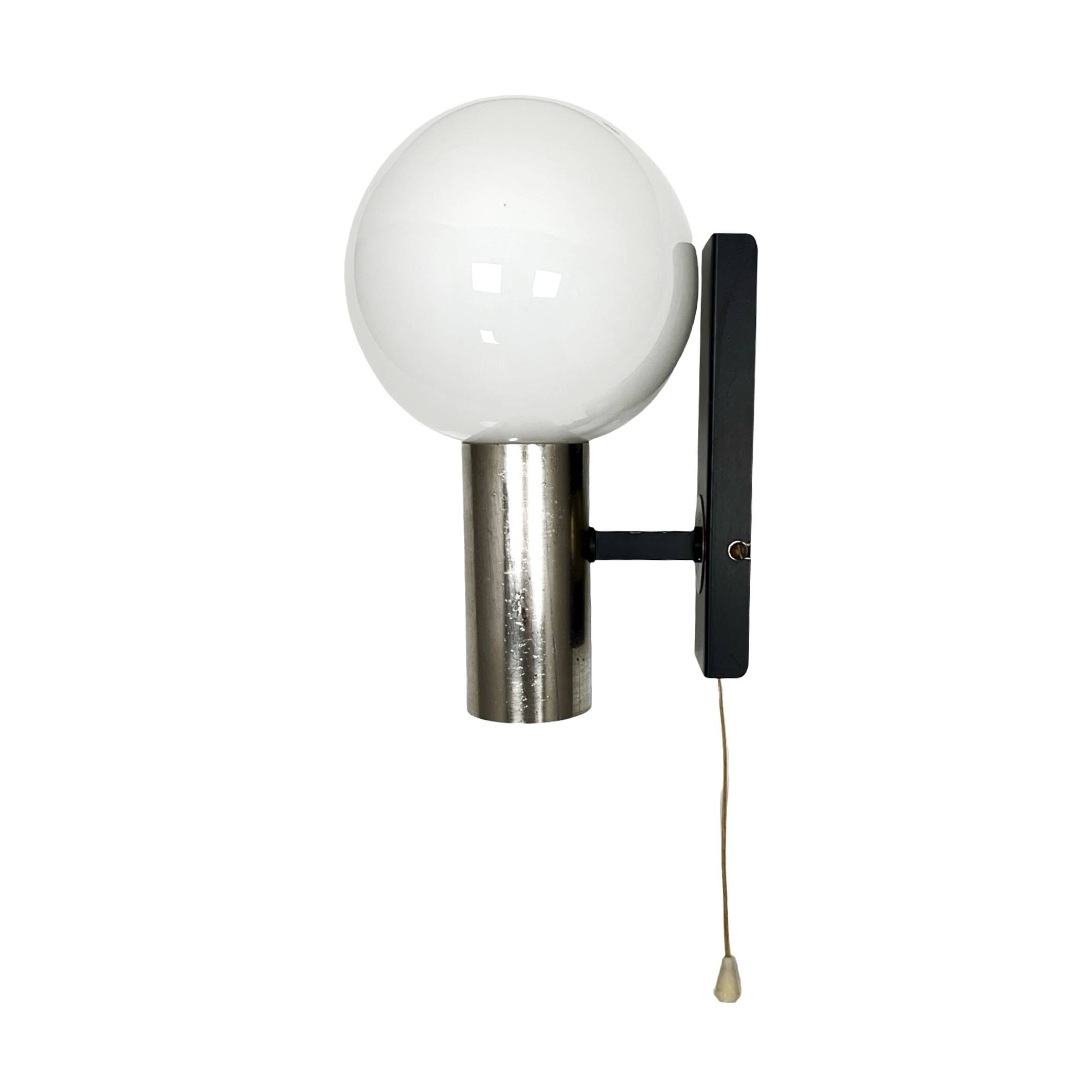 AKA Leuchten wall lamp, 1970s, Space Age chrome sphere, mid-century vintage