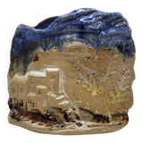 Ceramic pottery vase in relief signed angilella