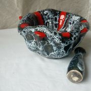 Mortar and pestle in ceramic Vallauris fat vintage lava years 1960