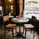 Set de 2 chaises bistrot 1950 bois et rotin