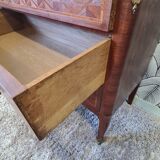 Commode marquetry style transition curved feet with marble top