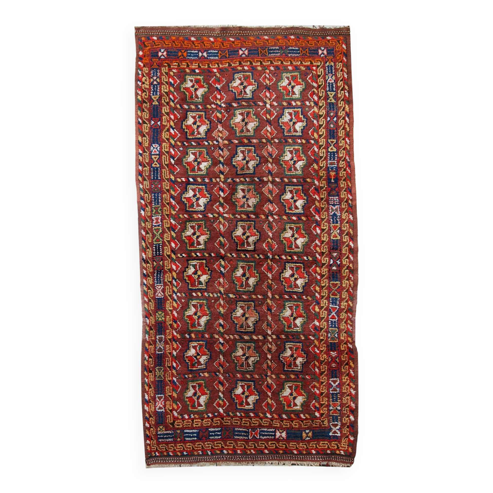 Tapis antique fait main kurde du Moyen-Orient 119cm x 230cm (1920s)