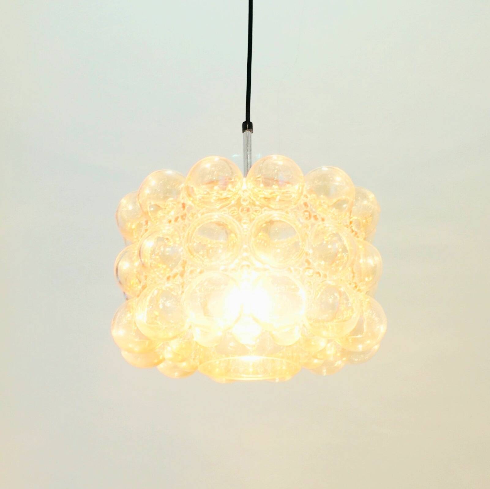 Large Amber Bubble Glass Pendant Light by Helena Tynell for Limburg, 1960s