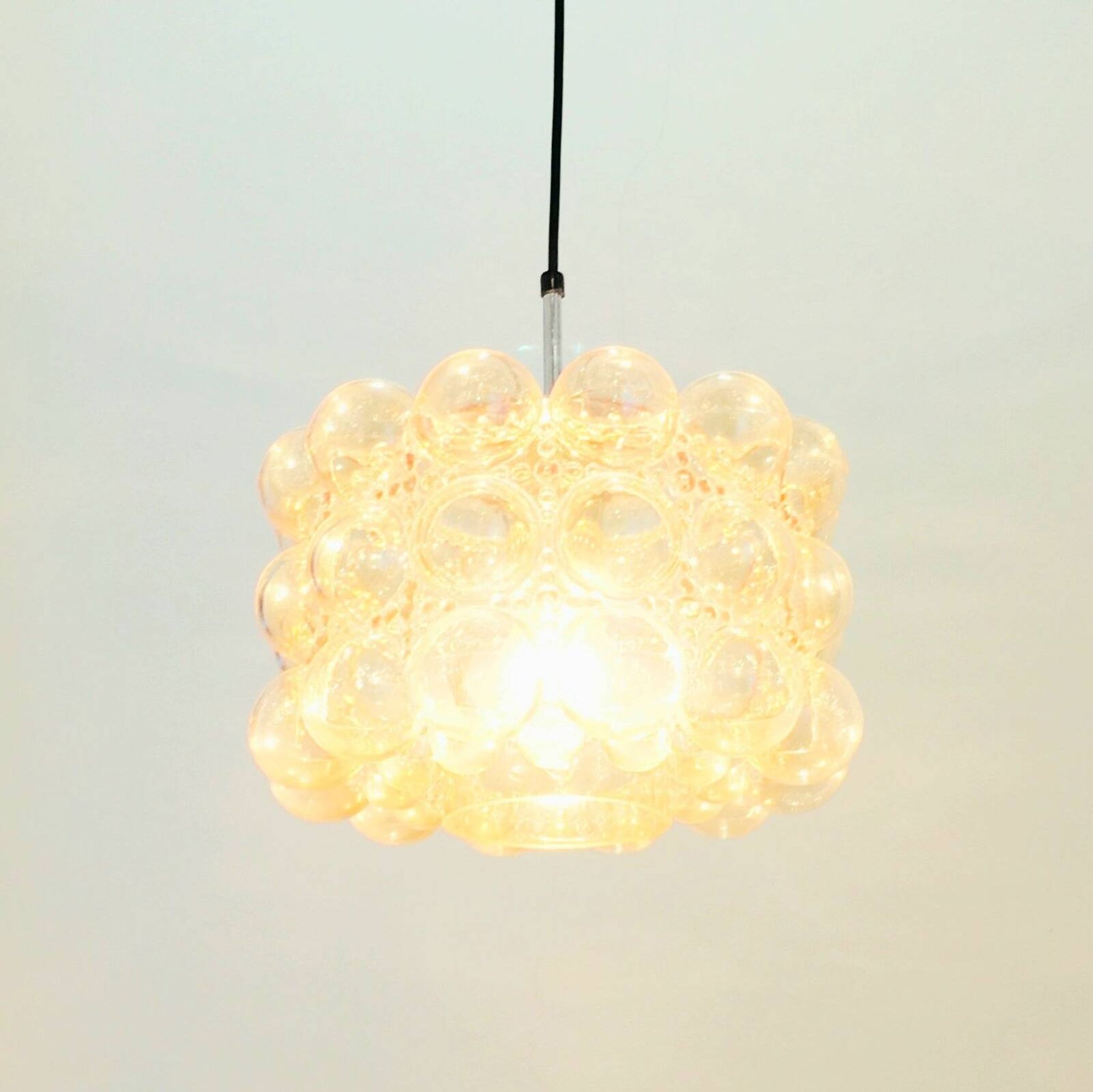 Large Amber Bubble Glass Pendant Light by Helena Tynell for Limburg, 1960s