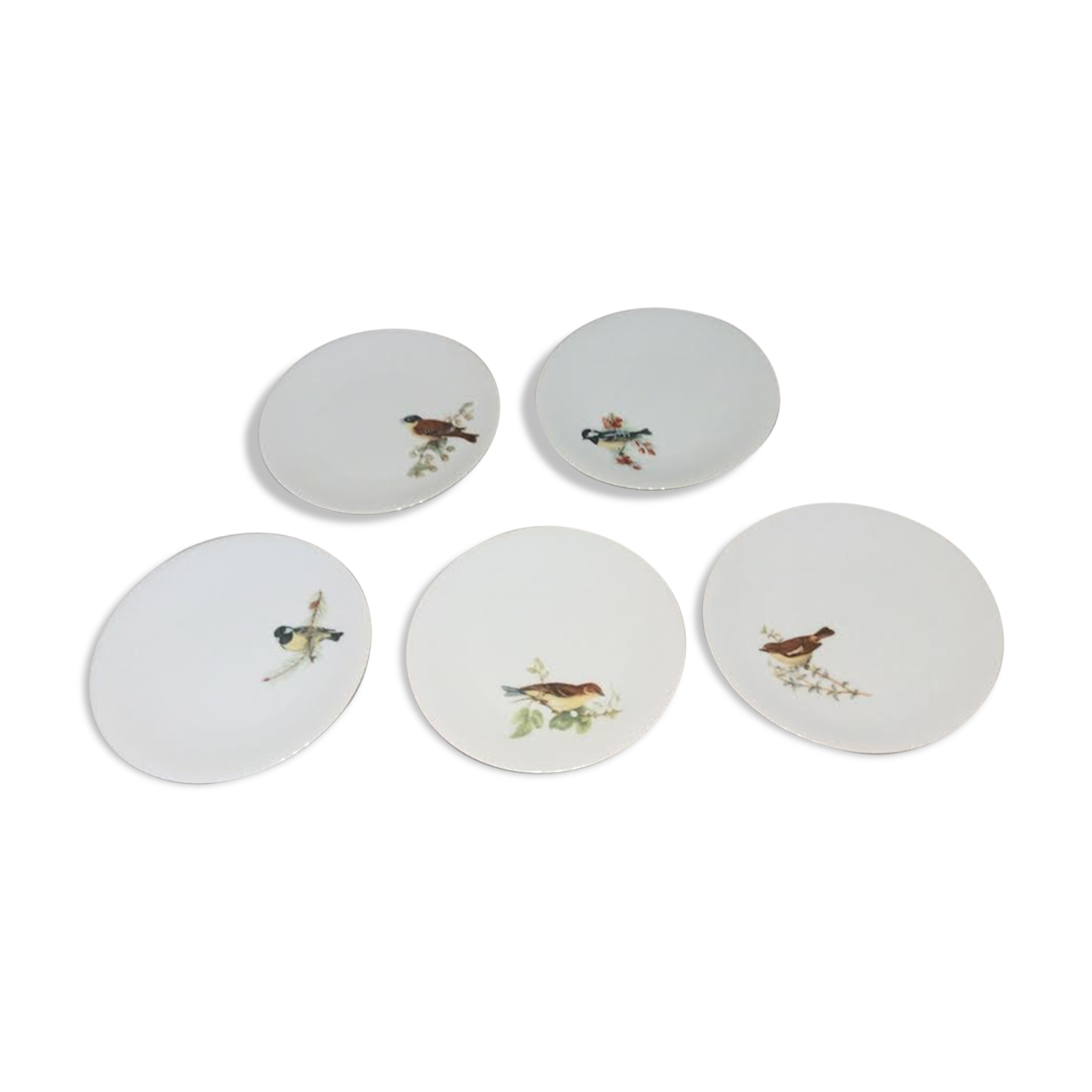 5 bird decoration dessert plates
