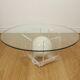 Vintage round coffee table in lucite and marbled glass.