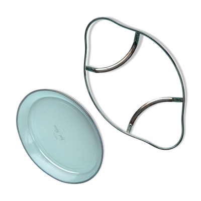 Plat + Plateau de présentation Saint-Hilaire Ercuis–verre et métal argenté