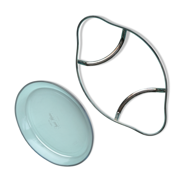 Plat + Plateau de présentation Saint-Hilaire Ercuis–verre et métal argenté