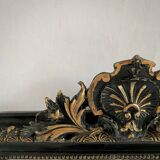 Miroir Napoleon III, noir et or avec fronton 75x112cm