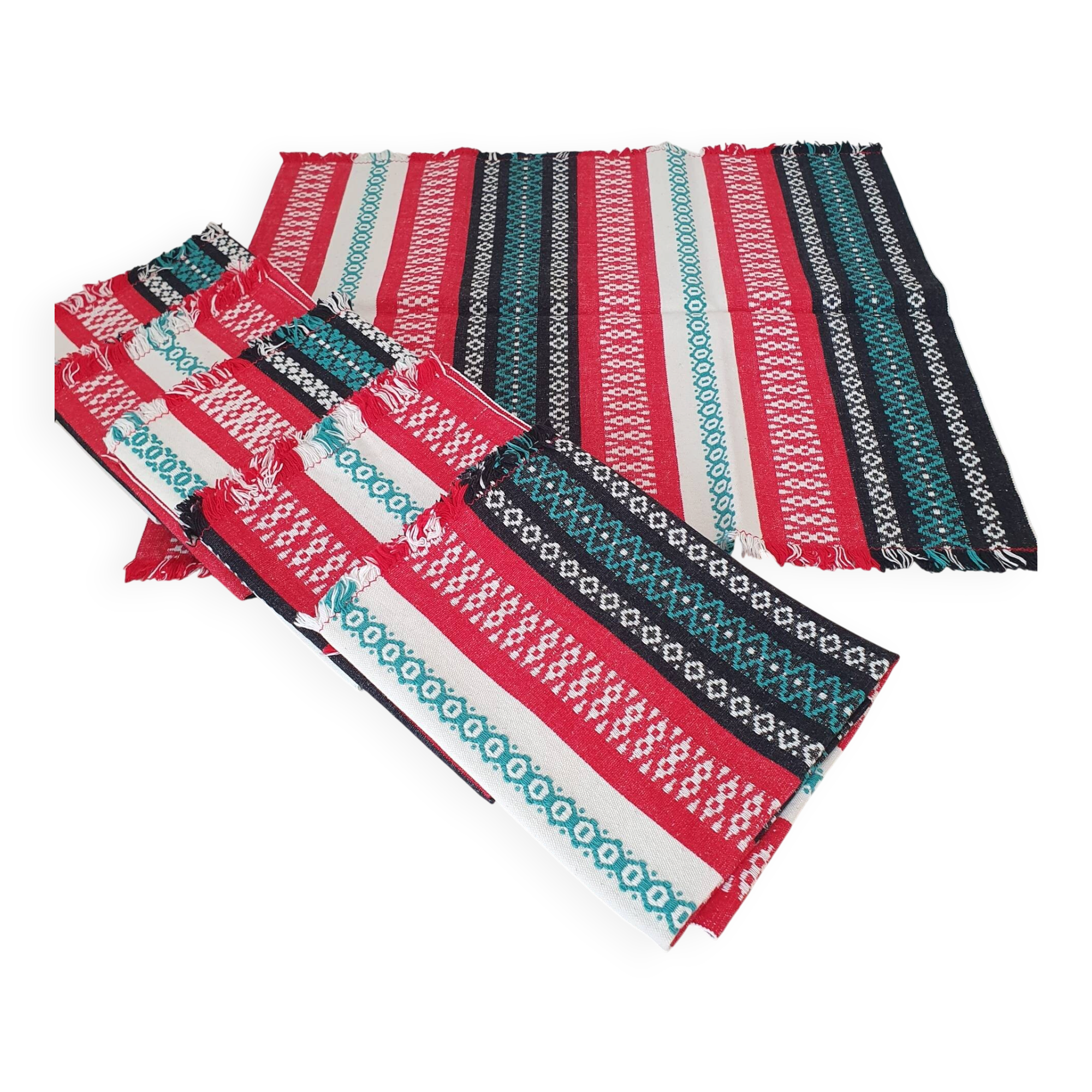 Set of 6 Catalan fabric napkins 48 x 42 cm red black green white