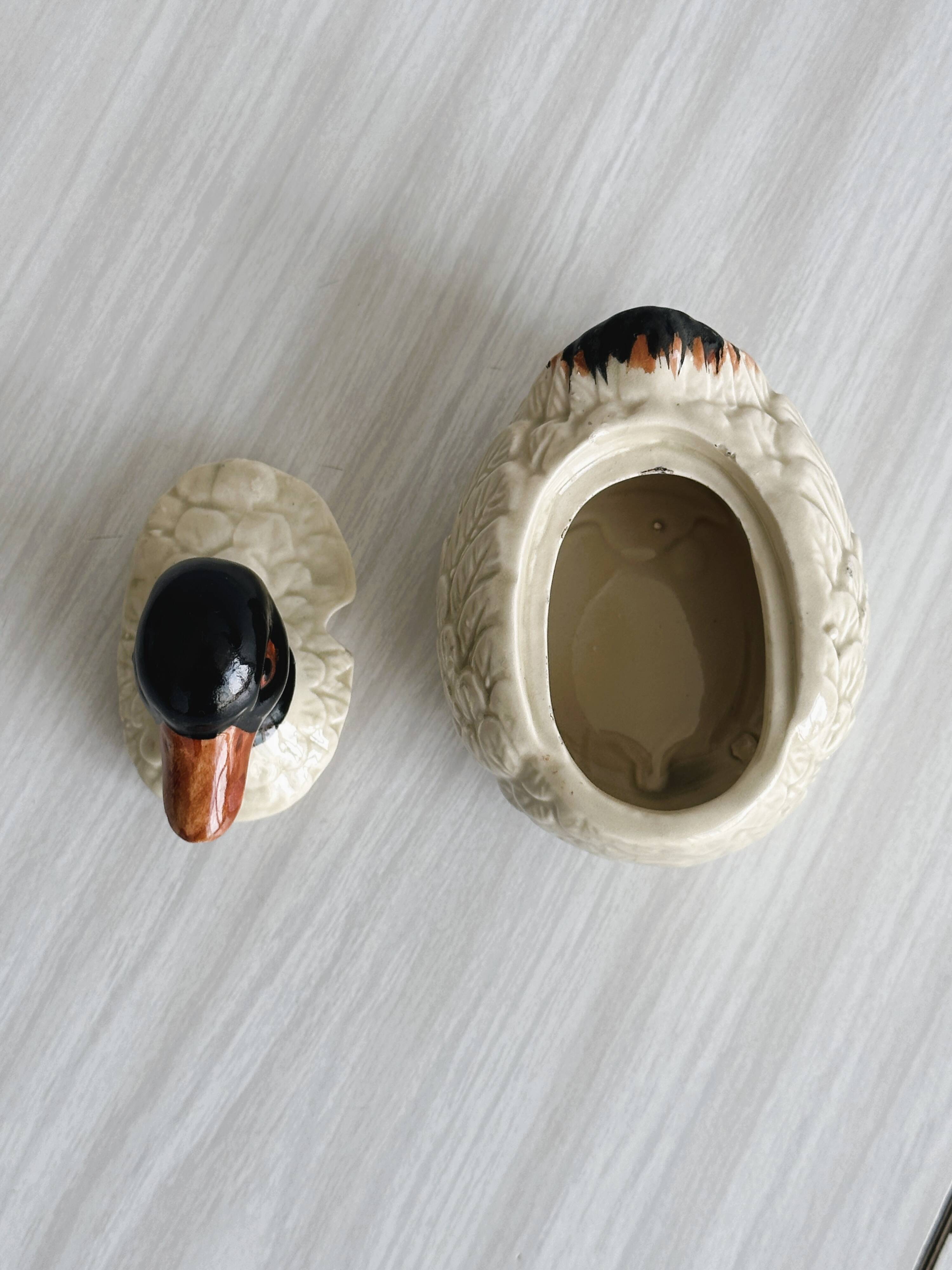Duck mustard pot, kitchen decor, small jam pot.