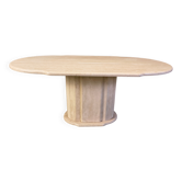 Table à manger ovale en travertin vintage, années 1970