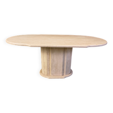 Vintage oval travertine dining table, 1970s