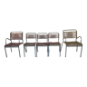 Suite de 2 fauteuils et 3 chaises scoubidou corde, vers 1960