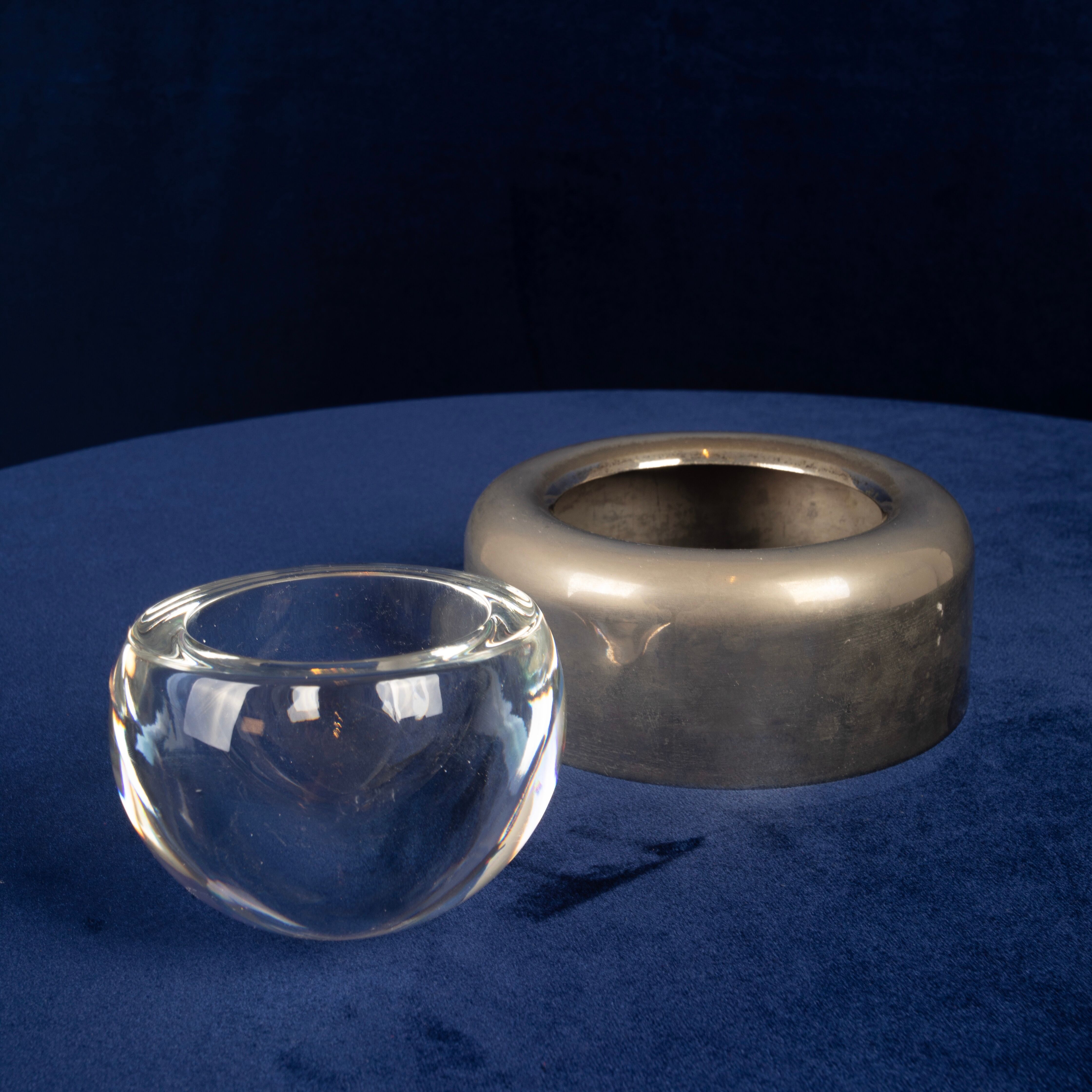 Joe Colombo Biglia Crystal and Metal Ashtray for Arnolfo di Cambio Italy 1970