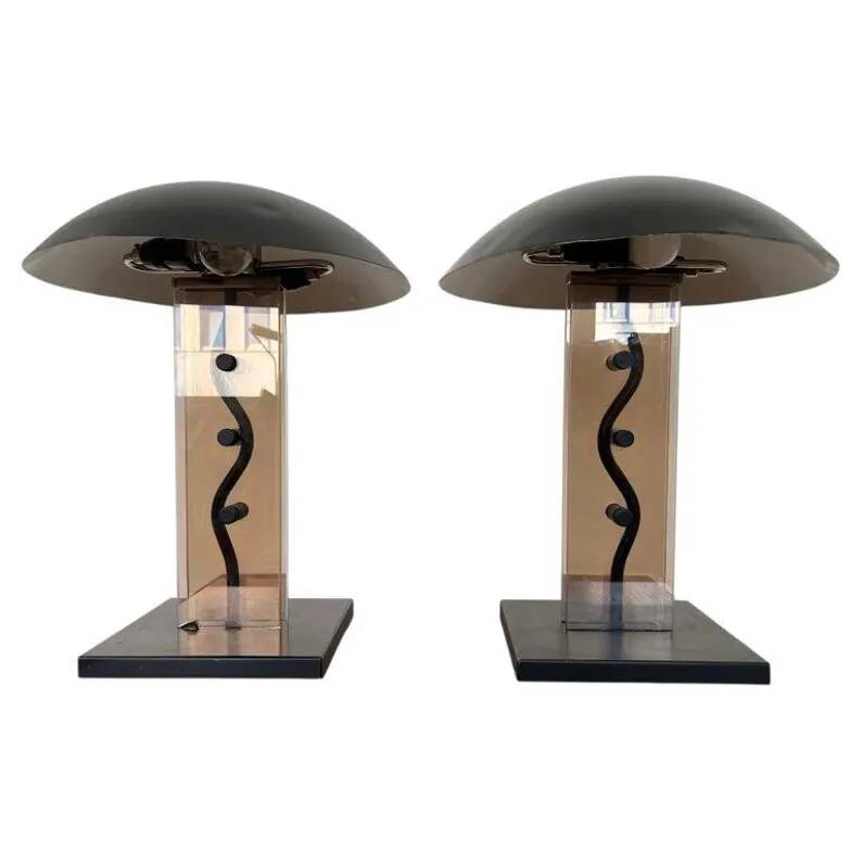 Pair of Big Design mid century Table Lamps by Kamenicky Senov, 1980s
