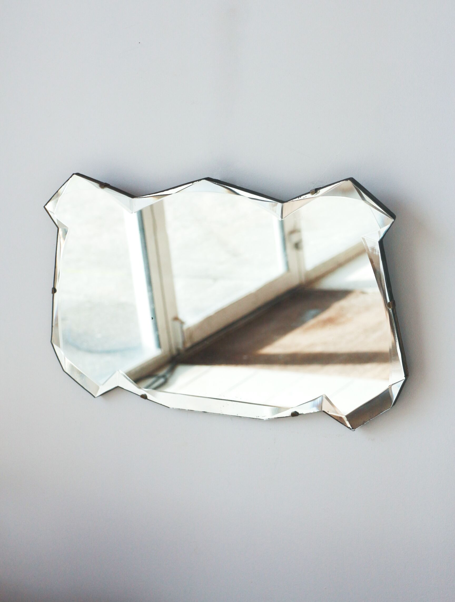 Beveled mirror - freeform - "batman", 67x39 cm