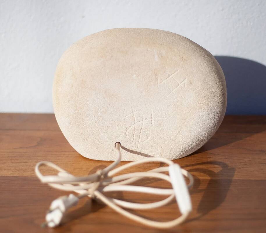 Chauvigny stone lamp by Arsène Galisson, vintage sculpture lamp