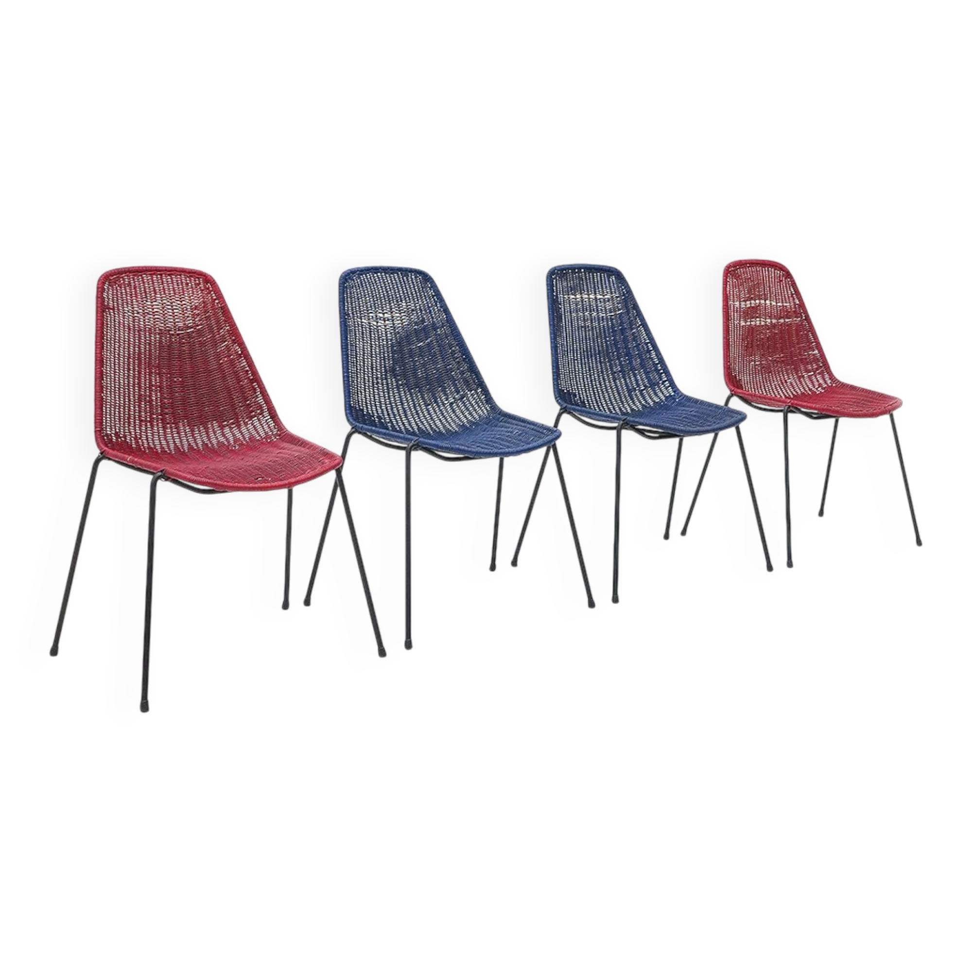 Vintage basket chairs by Gian Franco Legler, 1950s, set of 4.