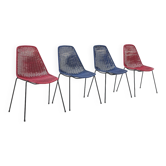 Chaises panier vintage par Gian Franco Legler, années 1950, ensemble de 4