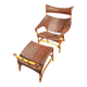 Lounge chair and footstool designed by Yuzuru Yamakawa rattan and bamboo