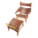 Lounge chair and footstool designed by Yuzuru Yamakawa rattan and bamboo