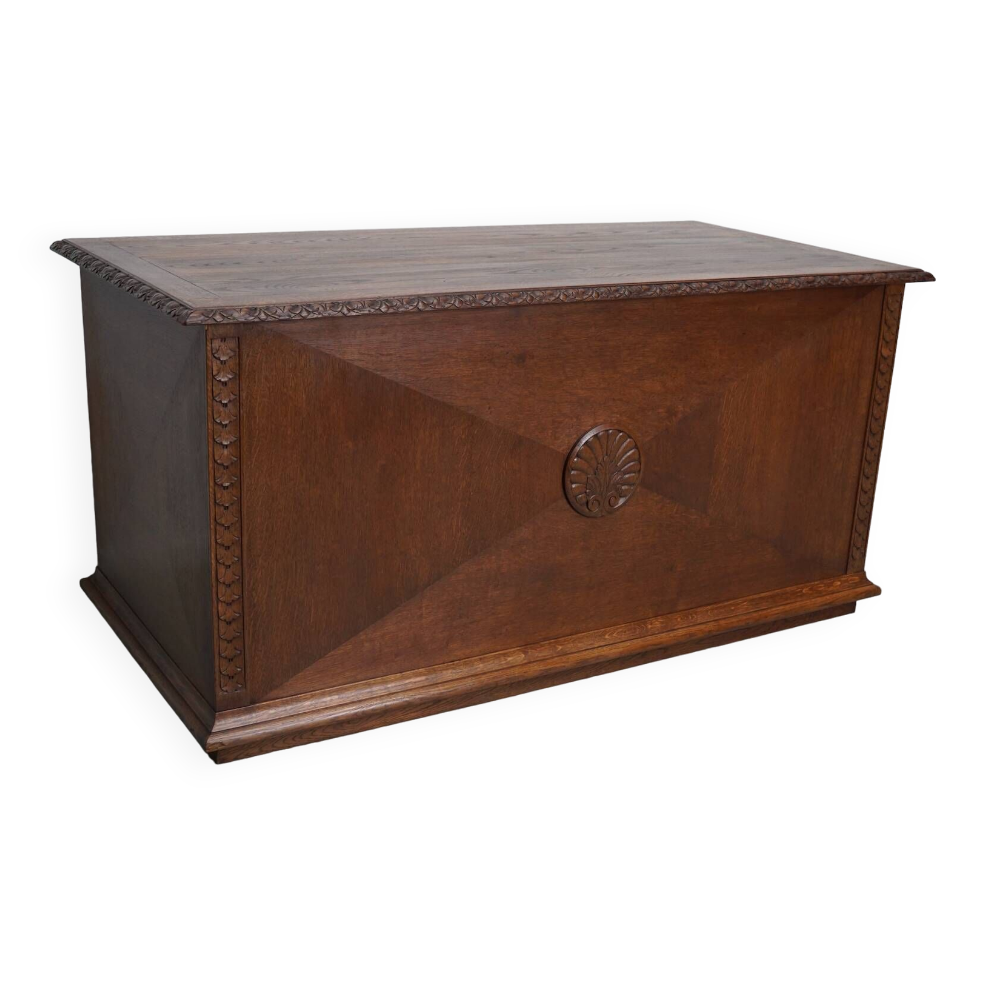 Bureau / Comptoir de Magasin Antique Art Nouveau en Chêne Sculpté, Pays-Bas, Début du 20ème Siècle