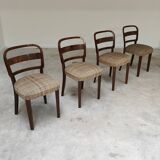 Set of 4 Fischel art deco chairs, fabric and walnut, year 30