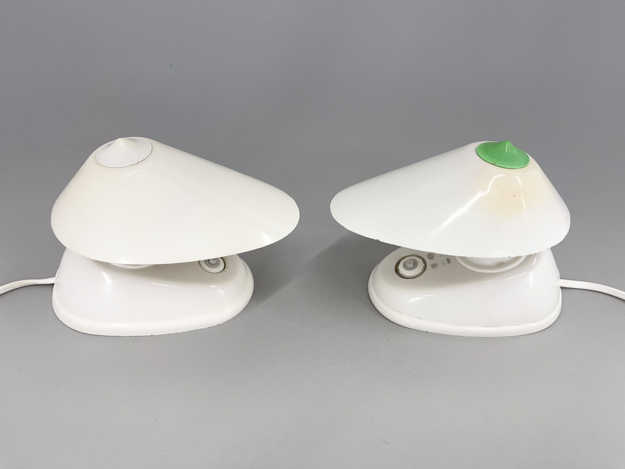 1960s Pair of White Bakelite Table or Wall Lamp, Czechoslovakia